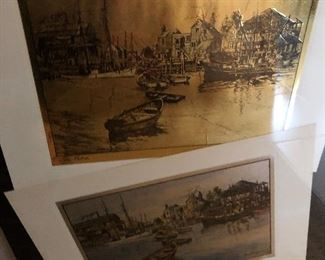 Artist Lionel Barrymore color etch prints