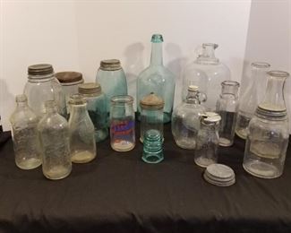 Old Mason Jars Milk Bottles Glass Jugs Collection https://ctbids.com/#!/description/share/252764