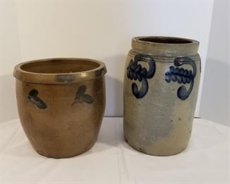 2 Antique Salt Glazed StoneWare Pottery Crocks https://ctbids.com/#!/description/share/252797