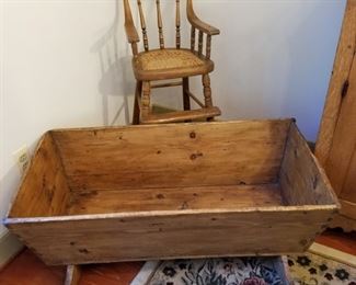 Circa 1840 Wooden Cradle and Old High Chair https://ctbids.com/#!/description/share/252786