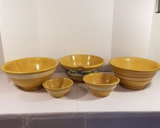 5 Antique YellowWare Pottery Stoneware Bowls https://ctbids.com/#!/description/share/252787