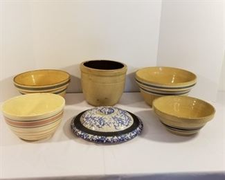 6 Antique Pottery Pieces; Crock, Bowls https://ctbids.com/#!/description/share/252790