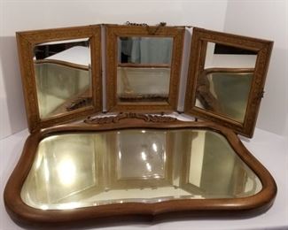 2 Vintage Wooden Mirrors https://ctbids.com/#!/description/share/252770