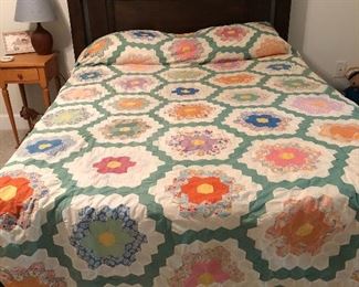 1930's handsewn quilt top Grandmother's Flower Garden