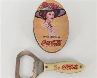 Lot 037
Vintage Coca-Cola Bottle Opener & Small Oval Box