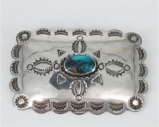 Lot 123
Bell Native American Sterling Silver & Turquoise Brooch