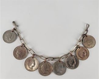 Lot 151
Vintage Swiss Coins Charm Bracelet 1883-1963