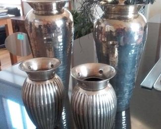 Four Metal Vases