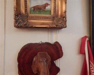 DOGS THROUGHOUT THIS HOUSE-CARVED, OILS, PRINTS-MOSTLY IRISH SETTERS