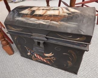 DOME PAINTED TIN CHEST