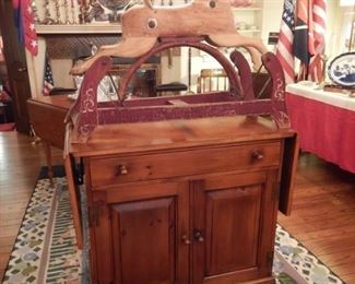 SERVER WITH ANTIQUE ROCKING HORSE
