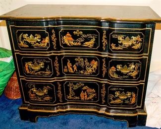 Black lacquer Drexel chinoiserie chest