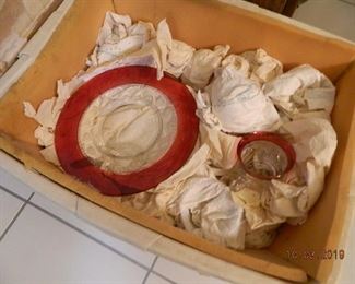 red/clear dinnerware