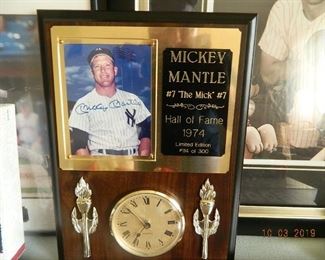 signed Mickey Mantle clock