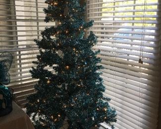 6 foot Christmas tree with blue lights