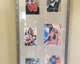 Six matted & framed modern art