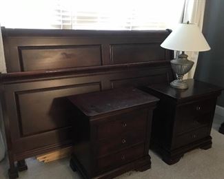 Solid Cherry Virginia House Sleigh Bed and 2 Night stands