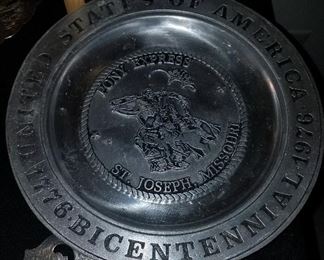 Pewter limited edition Bicentennial Pony Express St. Joseph, MO plate