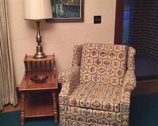 Upholstered chair in vintage fabric, 1 of 2