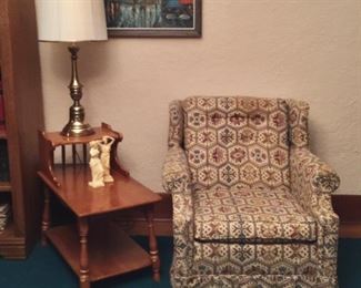 Upholstered chair in vintage fabric, 2 of 2