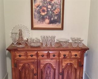 Dining buffet with flatware storage drawers