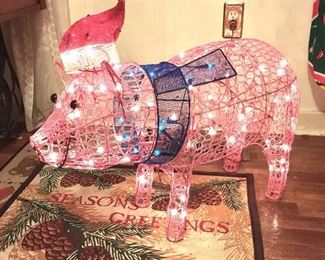 Lighted Christmas Pig 