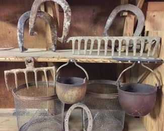 Minnow baskets. Smelting pots, and other
