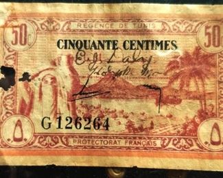 1943 Direction Des Finances Cinquante Centimes Currency