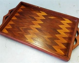 Vintage Wood Inlaid Tray