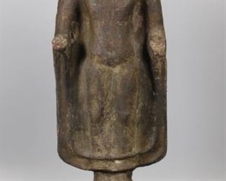 Asian stone Buddha sculpture, possibly 15th c.