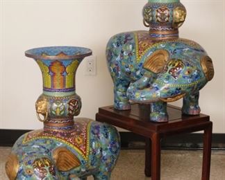 pair of Chinese cloisonne elephants