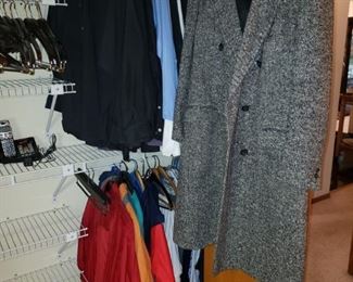 Woman's wool coat. More men's clothes L/XL.