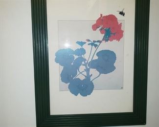 Flower and bee framed print