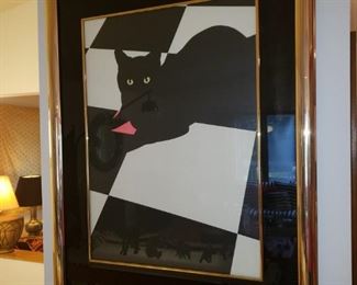 Black cat framed print