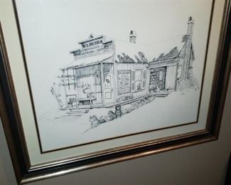 Framed etching