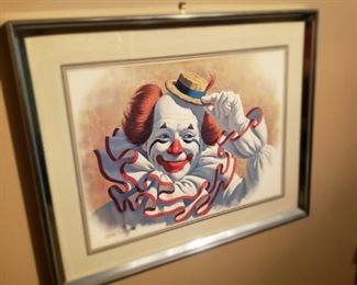 Framed clown print
