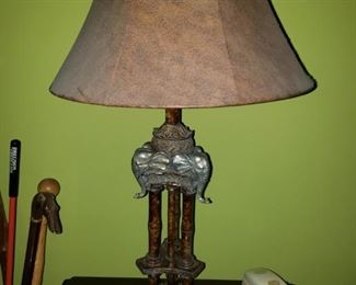 One of a pair of elephant lamps