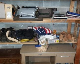 Vintage metal desk, vintage typewriters, cedar shoe forms