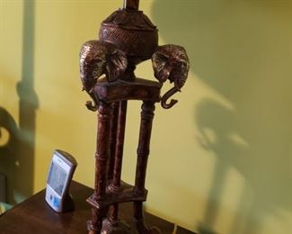 Another view of the 3 headed elephant lamp (pair)