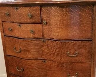 Tiger Oak chest with beveled mirror, a beauty