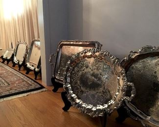 silver-plated trays, many sizes not pictured