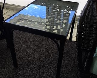 custom-made iron and glass coffee table $$$