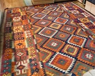 Vintage Kilim rug. 8ish x 10ish? Huge, beautiful and VINTAGE. #Afghanistan " A very beautiful older Maimaneh Kilim made by the ethnic Uzbek people in Afghanistan. The one shown is 10 times better then the newly made mass productions. This is certainly worth more." ~Rug Expert Chicago