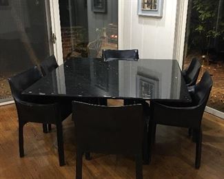 Mario Bellini MARBLE table & 8 LEATHER chairs. Purchased from Mart over 40 years ago! (Paperwork available)