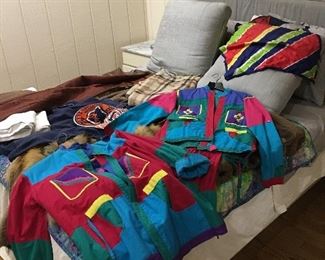 80's clothing, scarfs by Givenchy, 60's designers, fur jackets, Burberry.