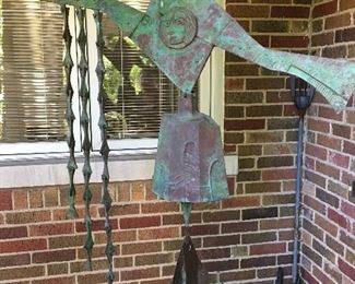 Paolo Soleri Bell with THREE arms! RARE. Bell alone is approx 10 inches. All in height is approx. 40 tall. (Original invoice states this piece was CUSTOM MADE)