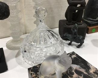 Lalique Cat, Marble Box, Swedish, Orrefor, Waterford Crystal...