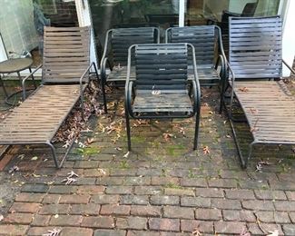 Brown Jordan Patio Furniture 2 Recliners, 3 Side Chairs, 1 Table