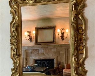 Fine quality vintage large gold gilt mirror.