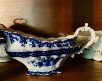 flow blue gravy bowl.